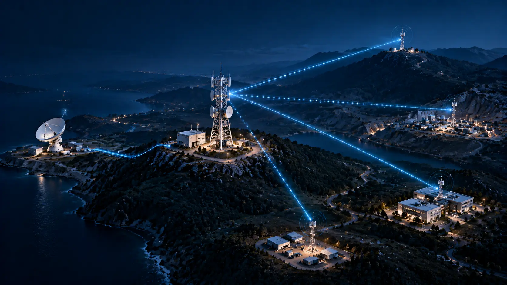 Wireless network architecture extending primary connectivity to multiple sites